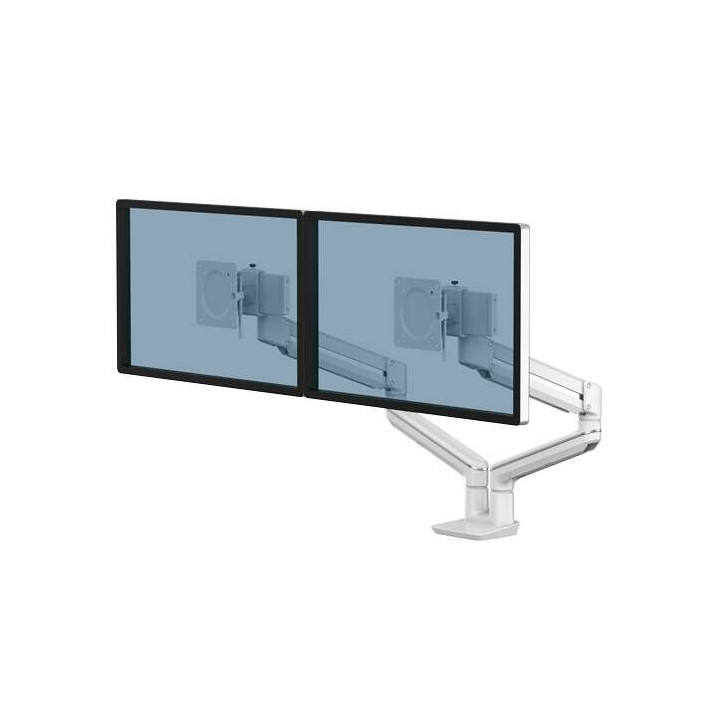 Fellowes Tallo Brazo para Monitor Doble - Brazo giratorio de 270º - Sistema con Muelle de Gas - Hasta 9kg - Color Blanco