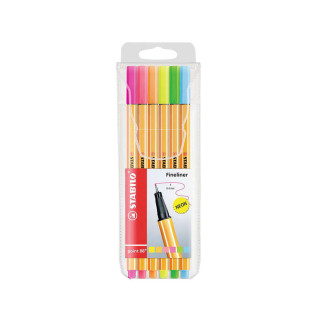 Stabilo Point 88 Pack de 6 Rotuladores de Punta Fina de Fibra - Trazo de 0.4 mm - Tinta con Base de Agua - Colores Surtidos Neo