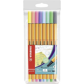 Stabilo Point 88 Pack de 8 Rotuladores de Punta Fina de Fibra - Trazo de 0.4 mm - Tinta con Base de Agua - Colores Surtidos Pas