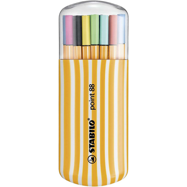 Stabilo Point 88 Zebrui Pack de 20 Rotuladores de Punta Fina de Fibra - Trazo de 0.4 mm - Tinta con Base de Agua - Colores Surt