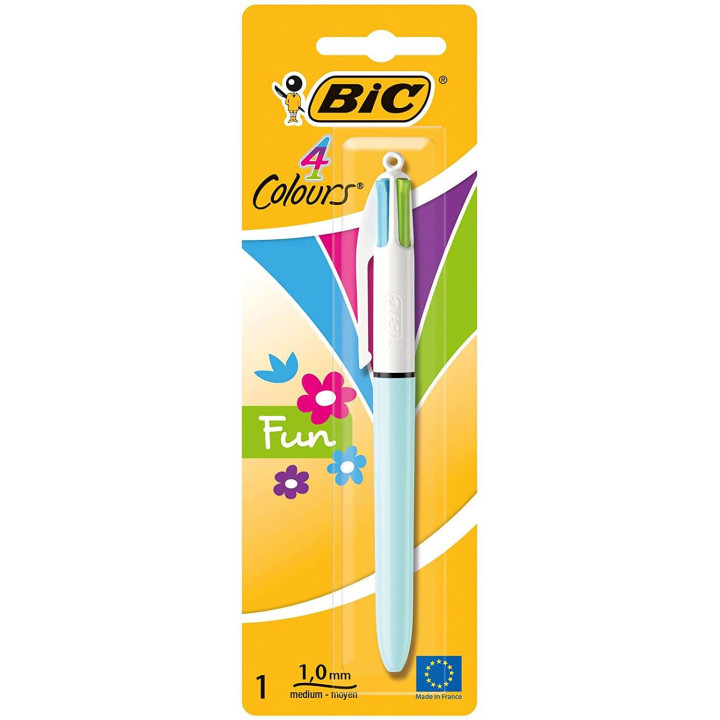 Bic 4 Colours Fun Boligrafo de Bola Retractil - Punta Media de 1.0mm - Tinta con Base de Aceite - Tinta de Colores: Rosa