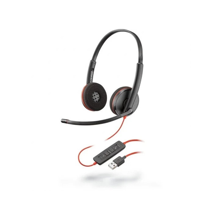 Plantronics/Poly Blackwire C3220 USB-A Auriculares con Microfono - Almohadillas Acolchadas - Controles en Cable - Color Negro