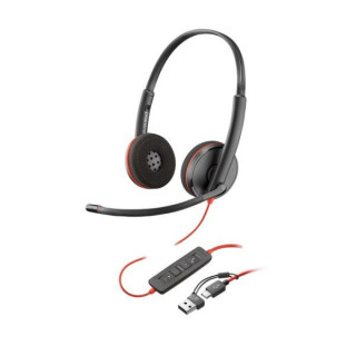 Plantronics/Poly Blackwire 3220 USB-C Auriculares con Microfono - Almohadillas Acolchadas - Controles en Cable - Adaptador USB-