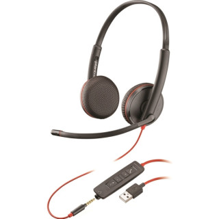 Plantronics/Poly Blackwire C3225 Auriculares con Microfono USB/Jack 3.5mm - Almohadillas Acolchadas - Controles en Cable - Colo