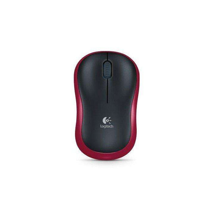 Logitech M185 Raton Inalambrico 1000dpi - 3 Botones - Uso Ambidiestro - Color Negro/Rojo