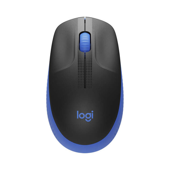 Logitech M190 Full Size Raton Inalambrico USB 1000dpi - 3 Botones - Gran Tamaño - Uso Ambidiestro - Color Negro/Azul