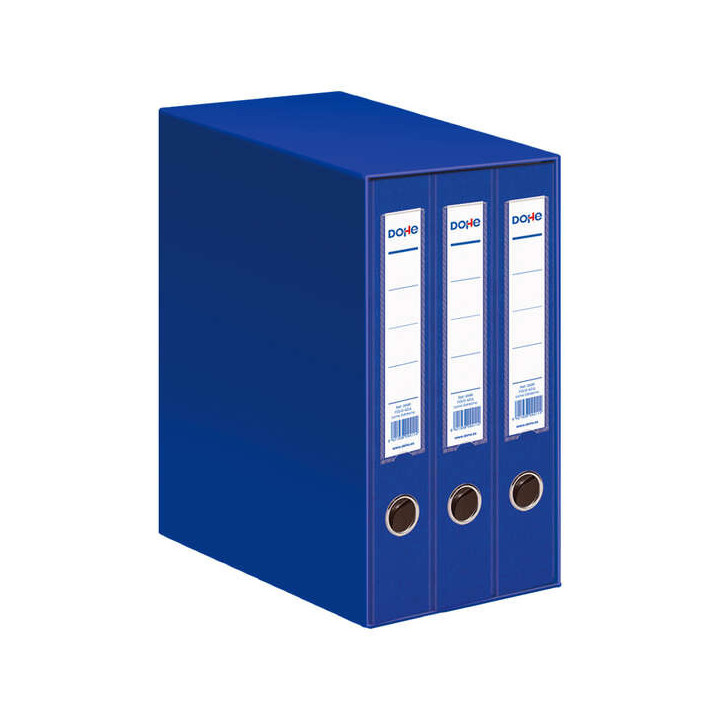 Dohe Archicolor Modulo de 3 Archivadores de Palanca con Rado - Lomo Estrecho - Formato Folio - Carton Forrado - Color Azul