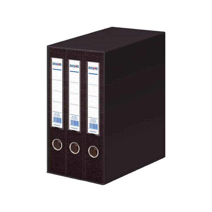 Dohe Archicolor Modulo de 3 Archivadores de Palanca con Rado - Lomo Estrecho - Formato Folio - Carton Forrado - Color Negro