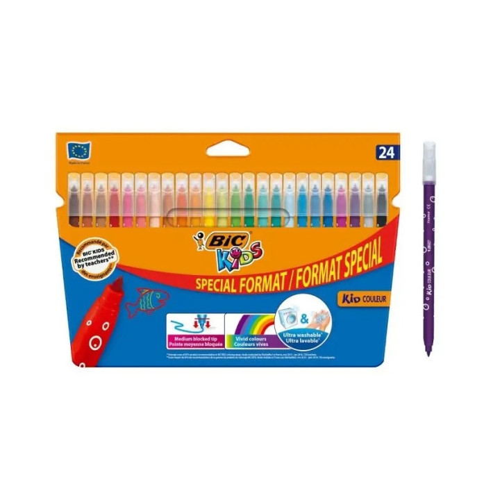 Bic Kids Couleur Pack de 24 Rotuladores - Punta Mediana - Lavable - Colores Surtidos