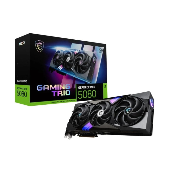 MSI GeForce RTX 5080 Gaming Trio OC Tarjeta Grafica 16GB GDDR7 Reflex 2 RTX AI DLSS4