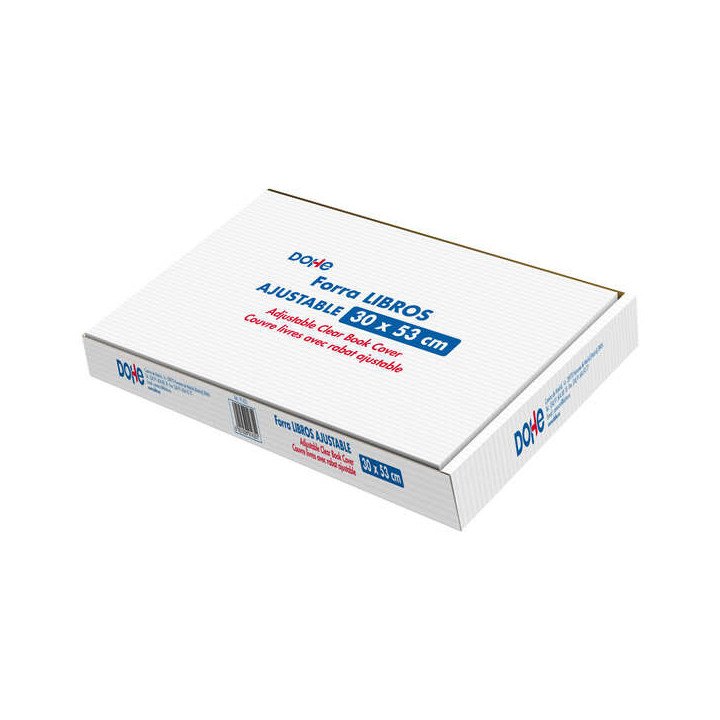 Dohe Caja de 100 Cubiertas Protectoras de Libros - Solapa Adhesiva Reposicionable - Tamaño 30x53cm - Material PVC 120 micras