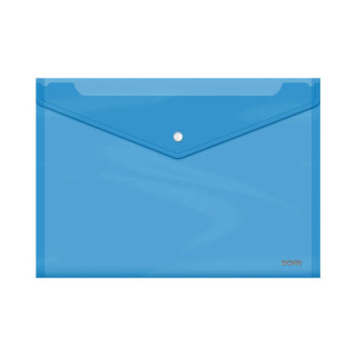 Dohe Sobre Portadocumentos Folio+ - Cierre de Broche - Polipropileno Cristal Transparente 150 Micras - Color Azul
