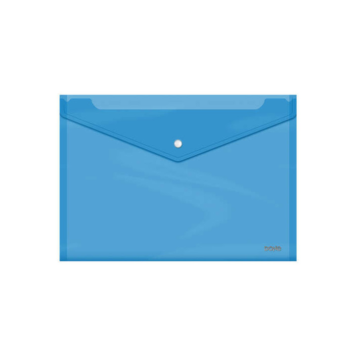 Dohe Sobre Portadocumentos Folio+ - Cierre de Broche - Polipropileno Cristal Transparente 150 Micras - Color Azul