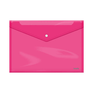 Dohe Sobre Portadocumentos Folio+ - Cierre de Broche - Polipropileno Cristal Transparente 150 Micras - Color Rosa