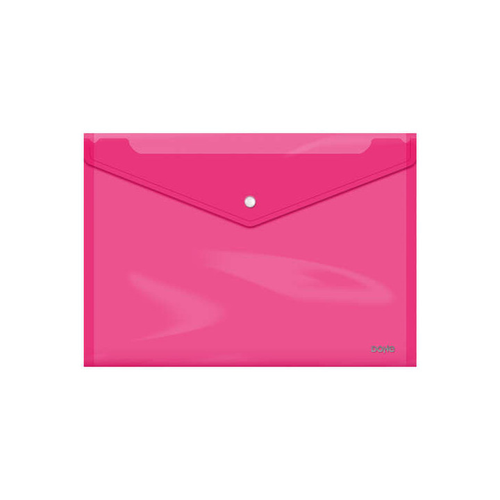 Dohe Sobre Portadocumentos Folio+ - Cierre de Broche - Polipropileno Cristal Transparente 150 Micras - Color Rosa