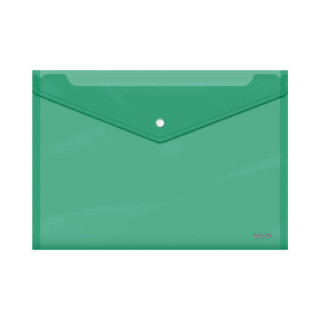 Dohe Sobre con Cierre de Broche - Tamaño Folio Plus Apaisado - Polipropileno Cristal Transparente 150 Micras - Color Verde