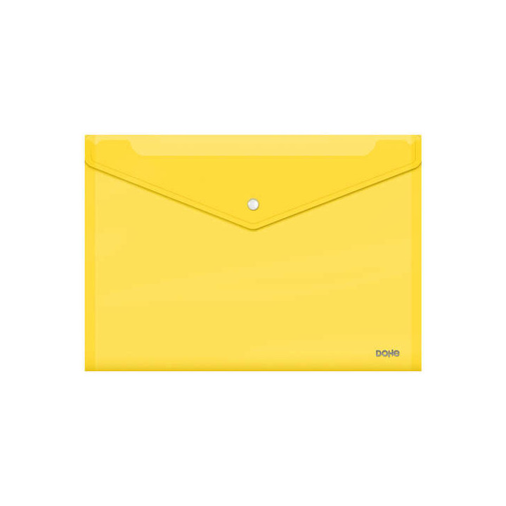 Dohe Sobre Portadocumentos Folio+ - Cierre de Broche - Polipropileno Cristal Transparente 150 Micras - Color Amarillo