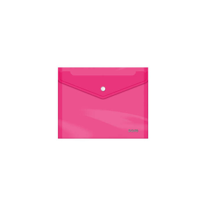 Dohe Sobre Portadocumentos A5 - Cierre de Broche - Polipropileno Cristal Transparente 150 Micras - Color Rosa