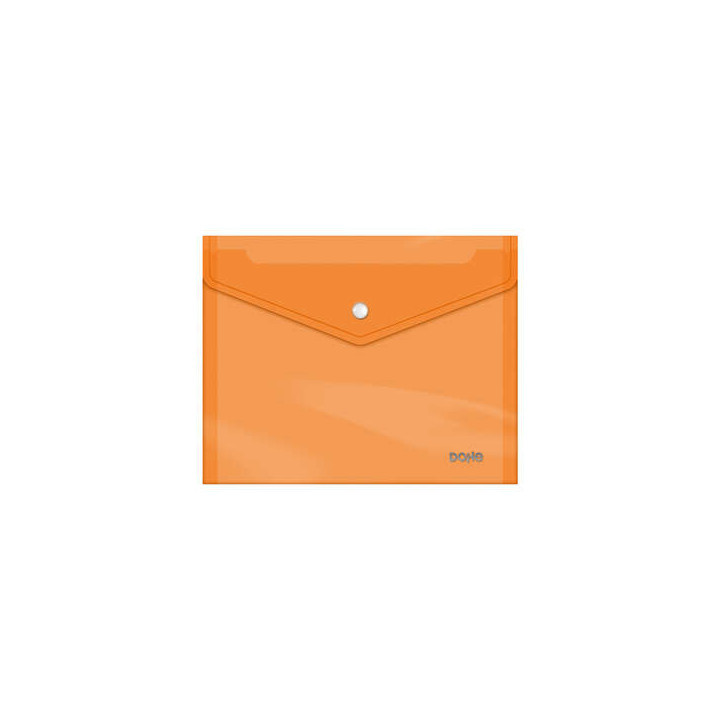Dohe Sobre Portadocumentos A5 - Cierre de Broche - Polipropileno Cristal Transparente 150 Micras - Color Naranja