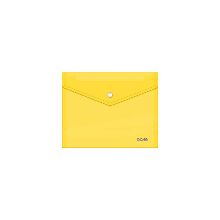 Dohe Sobre Portadocumentos A5 - Cierre de Broche - Polipropileno Cristal Transparente 150 Micras - Color Amarillo