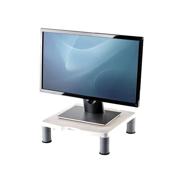 Fellowes Soporte Estandar para Monitor - Ajustable en 3 Alturas - Pies Antideslizantes - Hasta 27kg - Color Gris