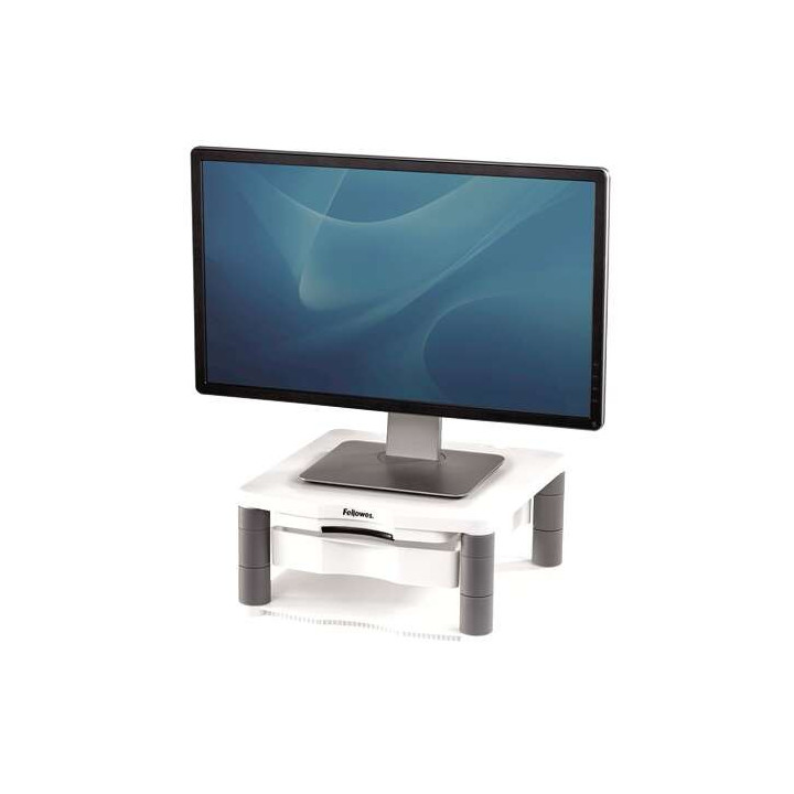 Fellowes Soporte para Monitor Plus - Ajustable en 5 Alturas - Cajon de Almacenamiento - Hasta 36kg - Color Gris