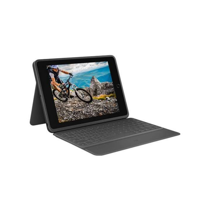 Logitech Rugged Folio Funda con Teclado Inalambrico para iPad 7ª y 8ª Generacion 10.2" - Escritura Silenciosa - Teclas de Acc