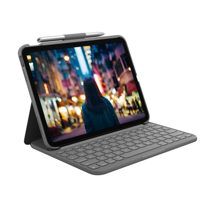 Logitech Slim Folio Funda con Teclado para iPad (Gen 10 y A16) - Hasta 3 Años de Autonomia - Tejido Resistente al Agua - Color