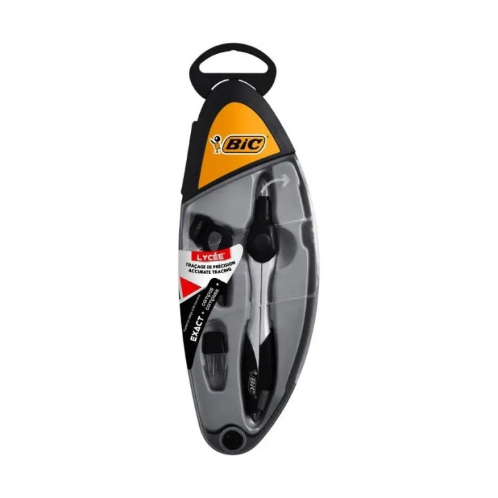 Bic Exact Compas para Portaminas o Lapiz - Cuerpo de Metal Negro o Rojo Aleatorio