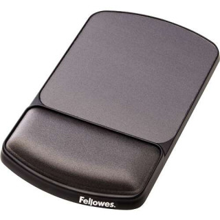 Fellowes Alfombrilla Premiun  con Reposamuñecas Ajustable Gel - Angulo y Altura Ajustable - Superficie de Poliester - Color Ne