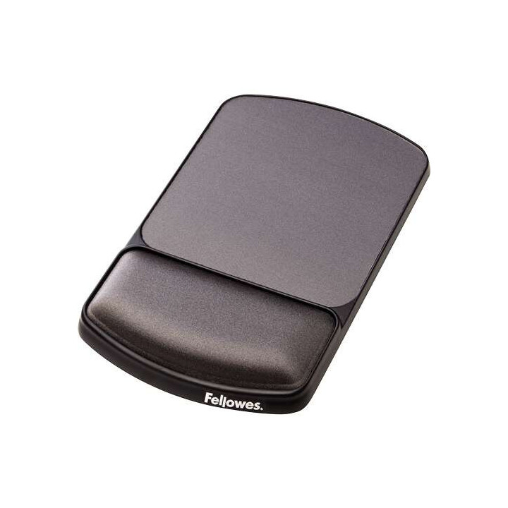 Fellowes Alfombrilla Premiun  con Reposamuñecas Ajustable Gel - Angulo y Altura Ajustable - Superficie de Poliester - Color Ne