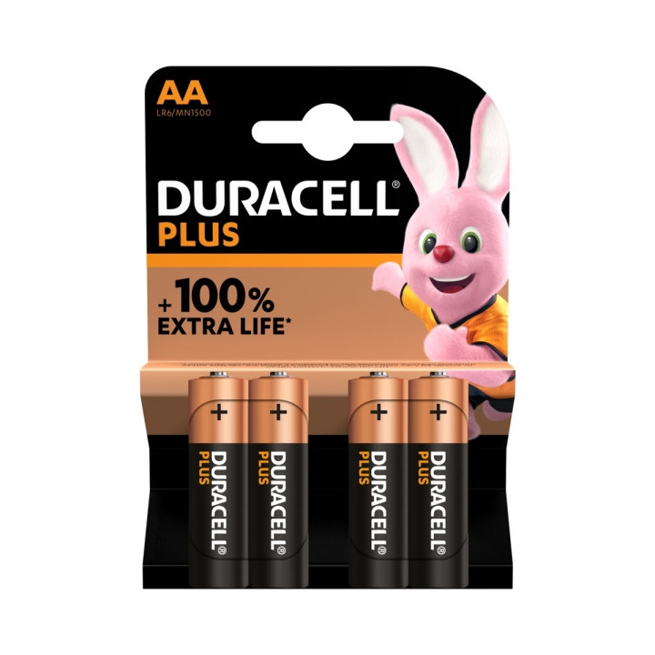 Duracell MN1500B4 Pilas Alcalinas AA LR6 1.5V Plus Power (4 unidades)