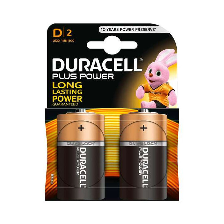 Duracell MN1300B2 Pilas Alcalinas D LR20 1.5V Plus Power (2 unidades)