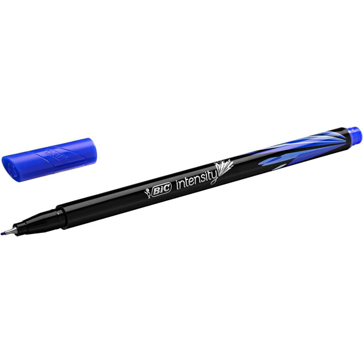 Bic Intensity Fine Rotulador de Punta Fina de 0.8mm - Trazo de 0.4mm - Tinta con Base de Agua - Color Azul
