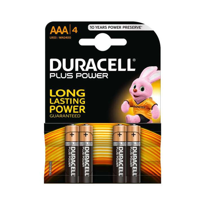 Duracell MN2400B4 Pilas Alcalinas AAA LR03 1.5V Plus Power (4 unidades)