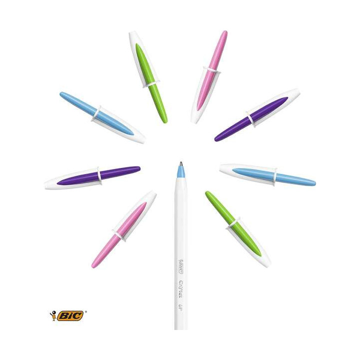 Bic Cristal Up Pack de 20 Boligrafos de Bola - Punta de 1.2mm - Tinta con Base de Aceite - Cuerpo Blanco - Colores Surtidos