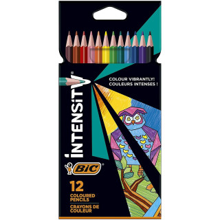 Bic Intensity Color Up Caja de 12 Lapices Triangulares de Colores Surtidos - Fabricados en Resina - Mina Ultraresistente de 3.2