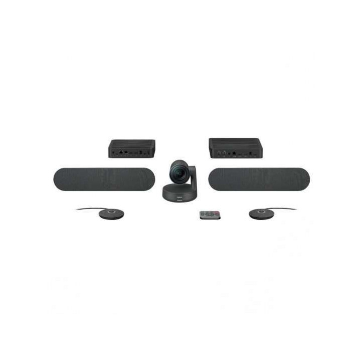 Logitech Rally Plus Kit de Videoconferencias Camara PTZ Ultra HD 4K USB-C 3.0 - 2x Altavoz con Cancelacion de Eco - 2x Microfon