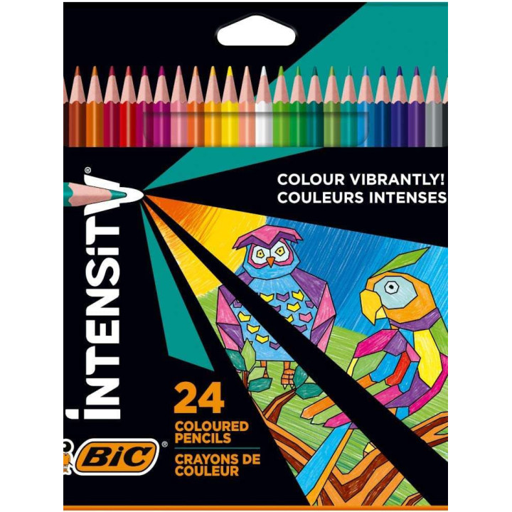 Bic Intensity Triangle Caja de 24 Lapices para Colorear Triangulares - Mina de 3.20mm - Fabricados sin Madera - Colores Surtido