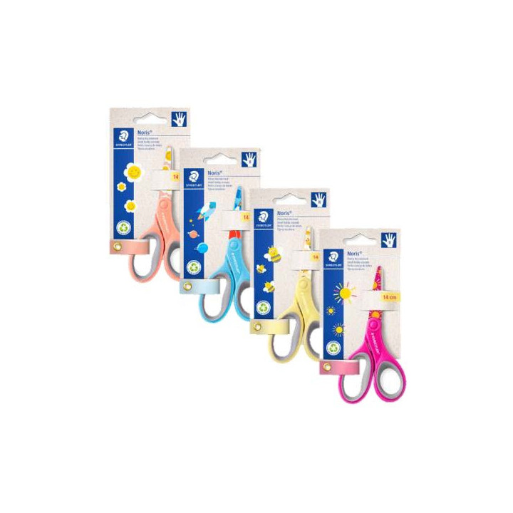 Staedtler Noris 965 Tijera Escolar 14cm - Agarre Ergonomico Suave - Cuchillas Romas - Colores Surtidos