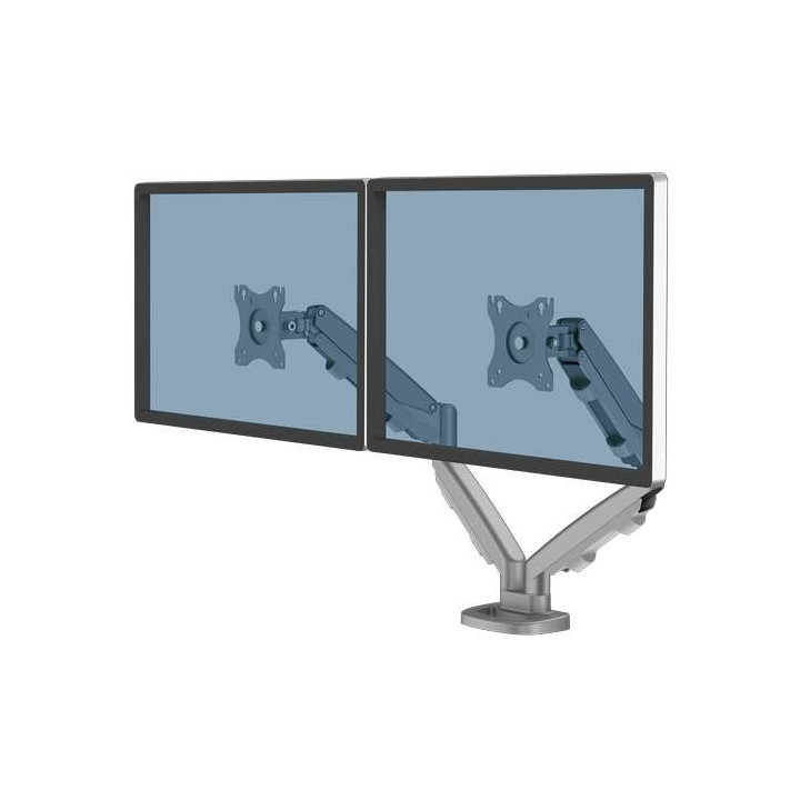 Fellowes Eppa Brazo para Monitor Doble - Hasta 39" y 8kg - Ajustable con Muelle de Gas - Color Plata