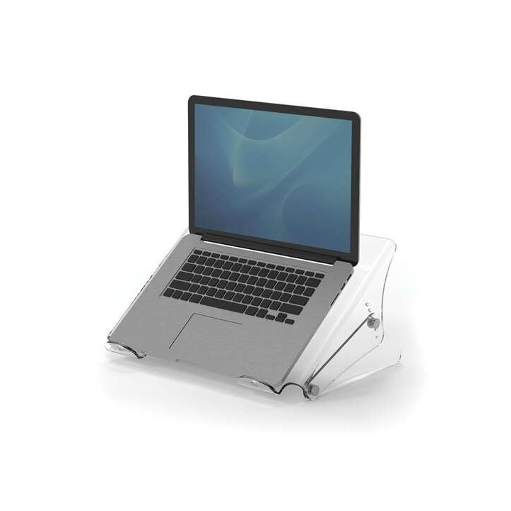 Fellowes Clarity Soporte para Portatil - Ajustable en 6 Alturas - Plataforma con Ranuras - Hasta 6kg - Color Transparente