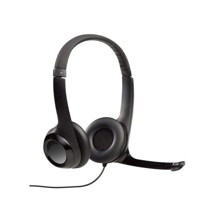 Logitech H390 Auriculares con Microfono Plegable USB - Diadema Ajustable - Almohadillas Acolchadas - Controles en Cable - Cable