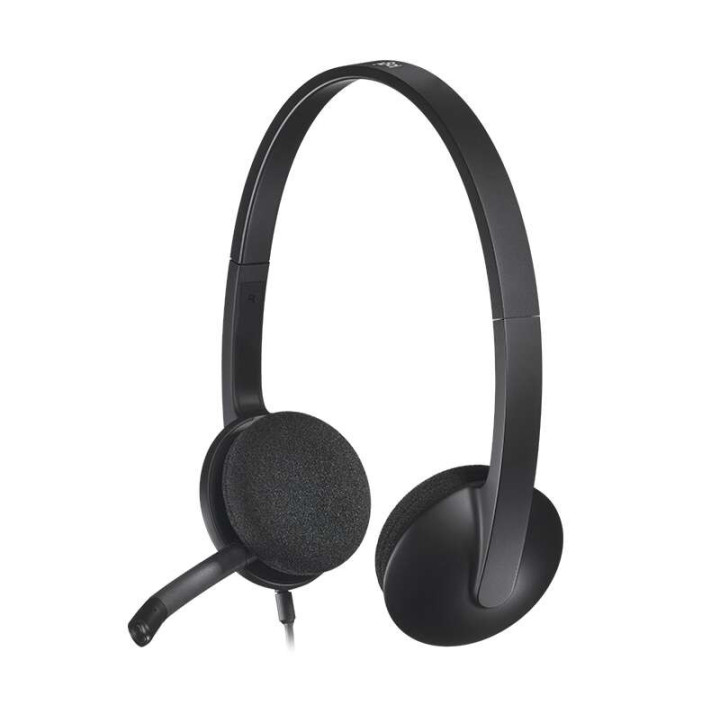 Logitech H340 Auriculares con Microfono USB - Microfono Plegable - Diadema Ajustable - Almohadillas Acolchadas - Cable de 1.80m