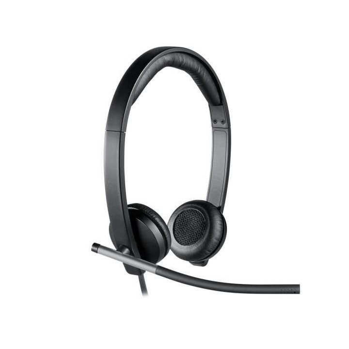 Logitech H650E Auriculares con Microfono USB - Microfono Plegable - Almohadillas Acolchadas - Controles en Cable - Color Negro