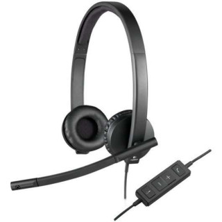 Logitech H570E Auriculares con Microfono USB - Microfono Plegable - Diadema Ajustable - Almohadillas Acolchadas - Controles en