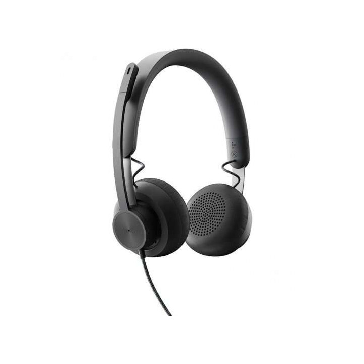 Logitech Zone Wired MS Teams Auriculares con Microfono Plegable USB-C - Diadema Ajustable - Almohadillas Acolchadas - Controles