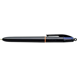 Bic 4 Colours Pro Boligrafo de Bola Retractil - Punta de 1mm - Trazo de 0.4mm - Tinta con Base de Aceite - Cuerpo Negro - 4 Col