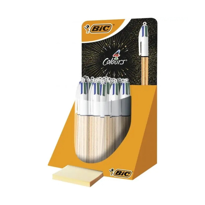 Bic 4 Colours Frozen Expositor de 30 Boligrafos de Bola Retractiles - Punta Media de 1.0mm - Tinta con Base de Aceite - Diseño