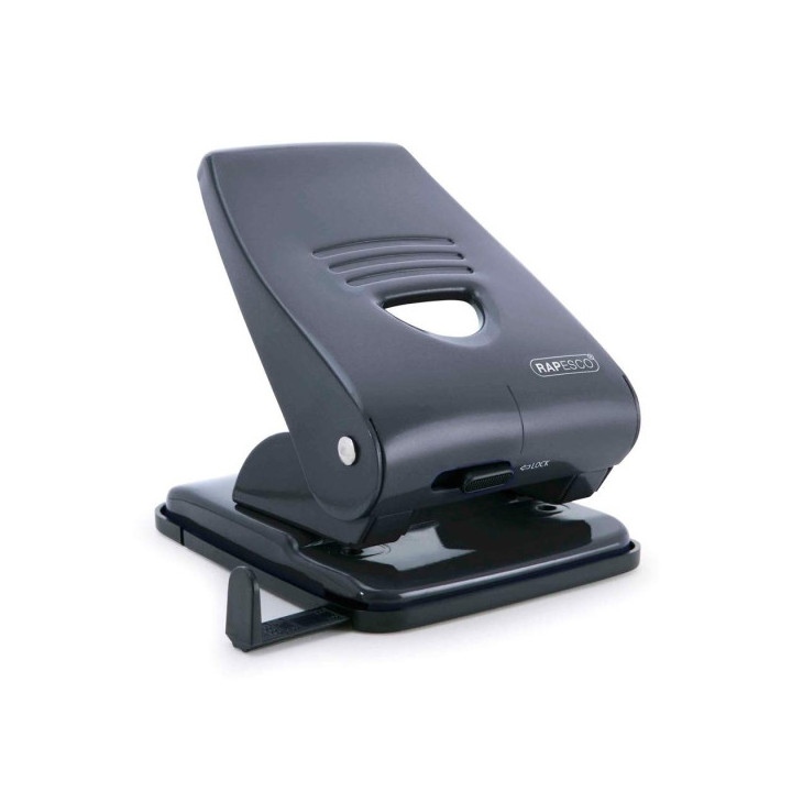Rapesco 835 Taladro Perforador Metalico - Hasta 35 Hojas - Marcas de Formato - Sistema de Bloqueo - Color Negro